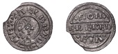 Kings of Wessex, Alfred the Great, First coinage, Penny of Lunettes type struck from Canterbury dies by the moneyer...