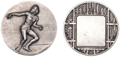 FRANCE, Lanceuse de disques féminine [Female Disc Thrower], c. 1935, an Art Déco plated bronze award medal by G....