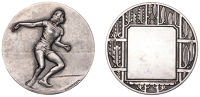 FRANCE, Lanceuse de disques féminine [Female Disc Thrower], c. 1935, an Art Déco plated bronze award medal by G....