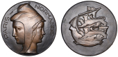 FRANCE, Paris-Normandie, c. 1950, a bronze medal by Josette Hébert-Coeffin, janiform female heads representing...