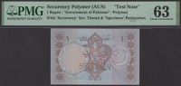 Government of Pakistan, a Securency Polymer test note for 1 Rupee, ND (c.1984), no serial number, perforated...