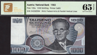 Oesterreichische Nationalbank, 1000 Schilling, 3 January 1983, serial number D426859M, in TQG holder 65 EPQD, gem...