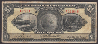 Bahamas Government, £1, 1919 (1924), serial number A022646, Burns, Armbrister and Moore signatures, minor tape...