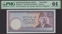 State Bank of Pakistan, a Securency Polymer test note for 50 Rupees, ND (c.1984), no serial number, perforated...