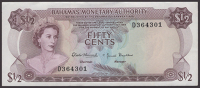 Bahamas Monetary Authority, a block of $1/2 (100), 1968, serial numbers D364301-400, Hammond and Donaldson...