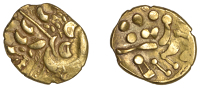 British Iron Age, ATREBATES and REGNI, Early Uninscribed issues, Stater, British Ad1 [Westerham type], devolved head...