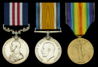 A Great War ‘Western Front’ M.M. group of three awarded to Gunner E. R. Stitson, Devon Royal Garrison...