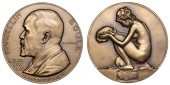 FRANCE, 75e anniversaire de Marcellin Boule [75th Birthday of Marcellin Boule], 1936, an Art Déco bronze medal by...