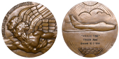 FRANCE, Les ailes françaises [The French Wings], 1951, an Art Déco award medal by R. Delandre, two winged male...
