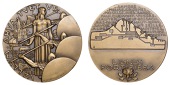 FRANCE, Lignes Fortifiées, 1939 [struck 1940], an Art Déco bronze medal by R. Delamarre, three symbolic armoured...