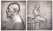 FRANCE, Charles Bouchard, 1902 [struck 1903], an Art Nouveau silver plaque by J.-C. Chaplain, bust left, rev. female...