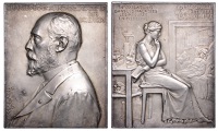 FRANCE, Charles Bouchard, 1902 [struck 1903], an Art Nouveau silver plaque by J.-C. Chaplain, bust left, rev. female...