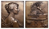 FRANCE, Hélène Bibesco, 1893, an Art Nouveau bronze plaque by J.-C. Chaplain, bust right, wearing a sun-dress,...