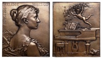 FRANCE, Hélène Bibesco, 1893, an Art Nouveau bronze plaque by J.-C. Chaplain, bust right, wearing a sun-dress,...