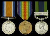 Three: Private W. J. Piper, 16th (Yeomanry) Battalion, Devonshire Regiment, who was severely wounded in action at...