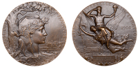 FRANCE, Exposition Universelle Internationale, Paris, 1900, a bronze award medal by J.-C. Chaplain, head of Marianne...