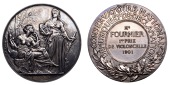 FRANCE, Conservatoire National de musique et de déclamation, 1877, a silver award medal by J.-C. Chaplain, seated...