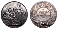 FRANCE, Conservatoire National de musique et de déclamation, 1877, a silver award medal by J.-C. Chaplain, seated...