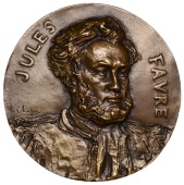 FRANCE, Jules Favre, 1873, a uniface cast bronze maquette by H.-M.-A. Chapu, bust three-quarters right, 159mm,...