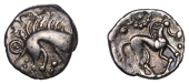 British Iron Age, ICENI, Uninscribed issues, silver Unit, Norfolk Boar Triadic type, stylised boar right, long...