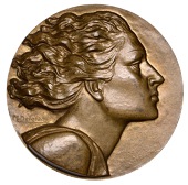 FRANCE, Faire face à la tempête [Facing the Storm], c. 1950, a uniface bronze medal by M. Delannoy, female bust...