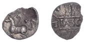 British Iron Age, CATUVELLAUNI, Tasciovanus (c. 25 BC - AD 10), silver Unit, Pegasus Star type, tasc in tablet on...