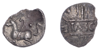 British Iron Age, CATUVELLAUNI, Tasciovanus (c. 25 BC - AD 10), silver Unit, Pegasus Star type, tasc in tablet on...