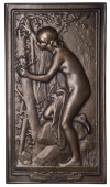 FRANCE, Le Nid [The Nest], 1899 [struck c. 1940], a large Art Nouveau uniface bronze plaque by J.-B. Daniel-Dupuis,...