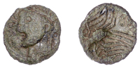 British Iron Age, CATUVELLAUNI and TRINOVANTES, Cunobelin (c. AD 8-41), bronze Unit, Spread Eagle type, laureate...