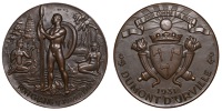 THAILAND/FRANCE, Bataille maritime de Koh Chang [Battle of Koh Chang], 1941, a bronze medal by G. Guiraud, naked...