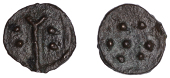 British Iron Age, DUROTRIGES, Uninscribed issues, cast bronze Unit, Hengistbury Mini Dots type, spike through...