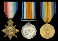 Three: Private M. W. Hobbey, Royal Marine Light Infantry, who was killed in action when H.M.S. Monmouth sank with...