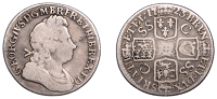 George I (1714-1727), Shilling, 1723 ss c, first bust, French arms at date (ESC 1589; S 3647). Fair, rare	 £50-£70