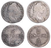 William III (1694-1702), Shillings (2), 1696, first bust, 1697e, third bust (ESC 1104, 1183; S 3497, 3508) [2]....