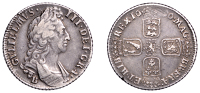 William III (1694-1702), Shilling, 1696b, first bust (ESC 1158; S 3498). Good fine, toned, scarce 	 £90-£120