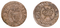 Charles I (1625-1649), Maltravers issues, Maltravers Farthing, type 3b, mm. woolpack, 0.45g/6h (BMC 235; S 3199). A...