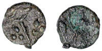 British Iron Age, DUROTRIGES, Uninscribed issues, cast bronze Unit, Hengistbury Wreath type, spike through centre,...