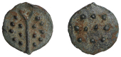 British Iron Age, DUROTRIGES, Uninscribed issues, cast bronze Unit, Hengistbury Multi Dots type, spike through...