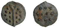 British Iron Age, DUROTRIGES, Uninscribed issues, cast bronze Unit, Hengistbury Multi Dots type, spike through...