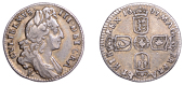 William III (1694-1702), Sixpence, 1697b over e, first bust, small crowns, later harp (ESC 1282; S 3534). Toned,...