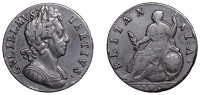 William III (1694-1702), Halfpenny, 1700, unbarred as on rev. (BMC 697; S 3556). Dark patina, good fine, rare
	...