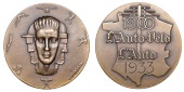 FRANCE, L’Auto-Velo, L’Auto, 1930, an Art Déco bronze medal by V. Scobeltzine for Fraisse-Demey, male head...