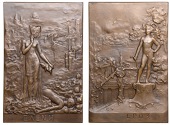 FRANCE, Helena, 1909 [issued 1912], a bronze plaque by R. Grégoire for the Société des Amis de la Médaille...