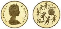 Canada, Elizabeth II, 100 Dollars, 1979, International Year of the Child, Ottawa (KM 126). Some marks, otherwise...