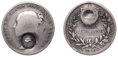 Costa Rica, Republic, 2 Reales, San Jose; counterstamped on a Victoria, Shilling, 1839 (KM 94; for host ESC 2979; S...