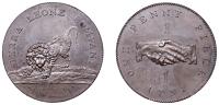 Sierra Leone, Sierra Leone Co, Proof Penny, 1791, in bronzed-copper, edge plain, 18.88g/6h (Vice 8A; KM 2.1). Dark...