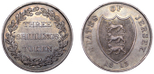 Jersey, States, Three Shillings, 1813, arms, rev. value in wreath, edge plain, 12.83g/12h (D 2; Prid. 1). Very fine,...