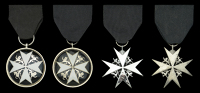 The Order of St. John of Jerusalem, Serving Brother’s breast badge (4), 5th type (1974-84) (2), silvered and...