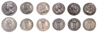 William and Mary (1688-1694), Penny, 1690 (S 3445); William III, Penny, 1700 (S 3552); Anne, Twopence, 1710, Penny,...