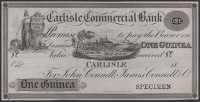 Carlisle Commercial Bank, for John Connell, James Connell & Co., proof on thin paper for 1 Guinea, 18-, no serial...